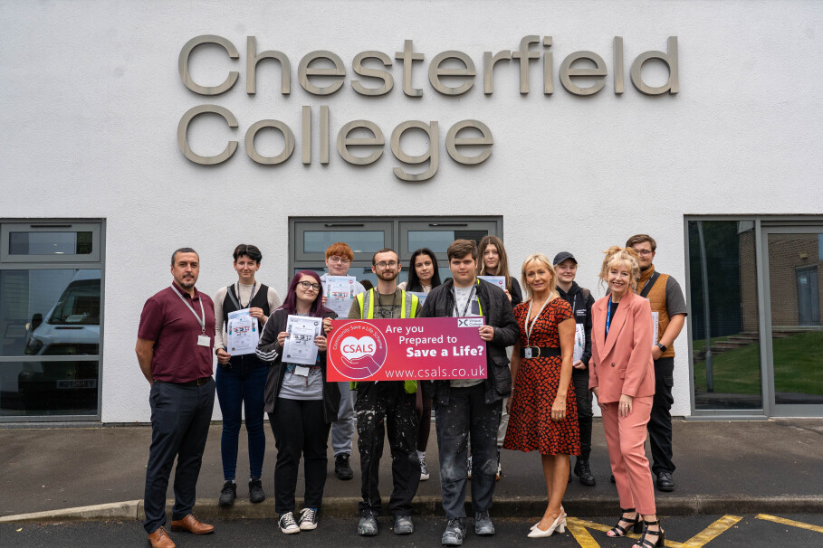 Group of students showing their save a life certificates with the charity and Julie Richards 