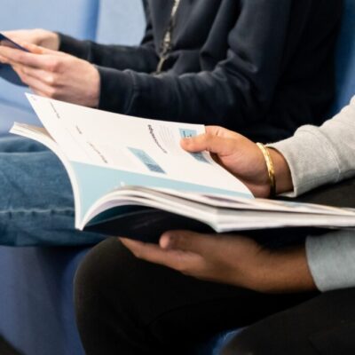 Student reading book